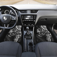 Polynesian Pattern With Plumeria Flowers Car Mats Black LT05 Set 2pcs - Front Black - Polynesian Pride