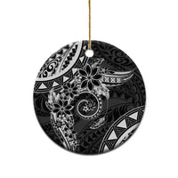 Polynesian Pattern With Plumeria Flowers Ceramic Ornament Black LT05 - Polynesian Pride