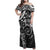 Polynesian Pattern With Plumeria Flowers Family Matching Off Shoulder Maxi Dress and Hawaiian Shirt Black