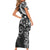 Polynesian Pattern With Plumeria Flowers Family Matching Short Sleeve Bodycon Dress and Hawaiian Shirt Black