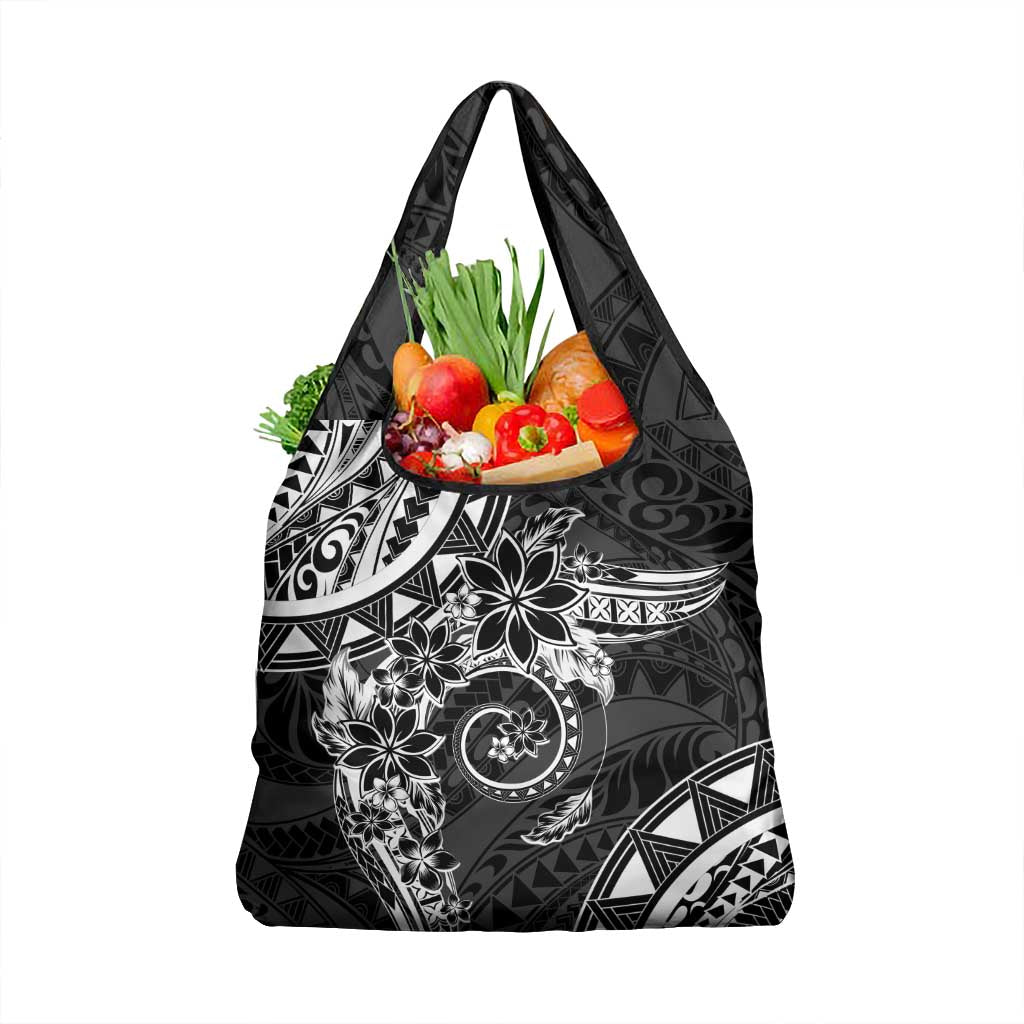 Polynesian Pattern With Plumeria Flowers Grocery Bag Black LT05 1-pack One Size Black - Polynesian Pride