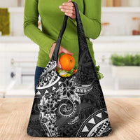 Polynesian Pattern With Plumeria Flowers Grocery Bag Black LT05 - Polynesian Pride