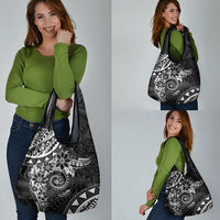Polynesian Pattern With Plumeria Flowers Grocery Bag Black LT05 - Polynesian Pride