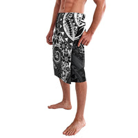 Polynesian Pattern With Plumeria Flowers Lavalava Black LT05 - Polynesian Pride