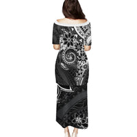 Polynesian Pattern With Plumeria Flowers Puletasi Black LT05 - Polynesian Pride