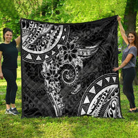Polynesian Pattern With Plumeria Flowers Quilt Black LT05 - Polynesian Pride