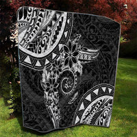 Polynesian Pattern With Plumeria Flowers Quilt Black LT05 - Polynesian Pride