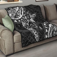 Polynesian Pattern With Plumeria Flowers Quilt Black LT05 - Polynesian Pride