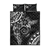 Polynesian Pattern With Plumeria Flowers Quilt Bed Set Black LT05 - Polynesian Pride