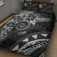 Polynesian Pattern With Plumeria Flowers Quilt Bed Set Black LT05 - Polynesian Pride