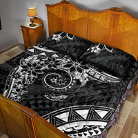 Polynesian Pattern With Plumeria Flowers Quilt Bed Set Black LT05 - Polynesian Pride