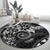 Polynesian Pattern With Plumeria Flowers Round Carpet Black