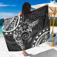 Polynesian Pattern With Plumeria Flowers Sarong Black LT05 One Size 44 x 66 inches Black - Polynesian Pride