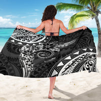 Polynesian Pattern With Plumeria Flowers Sarong Black LT05 - Polynesian Pride