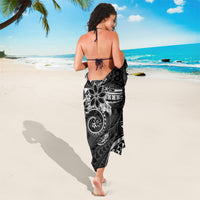 Polynesian Pattern With Plumeria Flowers Sarong Black LT05 - Polynesian Pride
