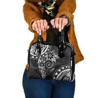 Polynesian Pattern With Plumeria Flowers Shoulder Handbag Black LT05 One Size Black - Polynesian Pride
