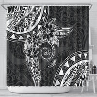 Polynesian Pattern With Plumeria Flowers Shower Curtain Black LT05 - Polynesian Pride