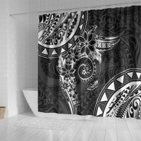 Polynesian Pattern With Plumeria Flowers Shower Curtain Black LT05 - Polynesian Pride