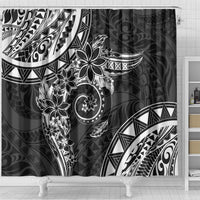 Polynesian Pattern With Plumeria Flowers Shower Curtain Black LT05 - Polynesian Pride
