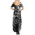 Polynesian Pattern With Plumeria Flowers Summer Maxi Dress Black