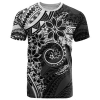 Polynesian Pattern With Plumeria Flowers T Shirt Black LT05 Black - Polynesian Pride