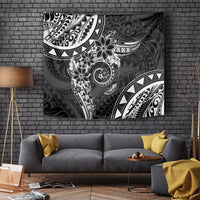 Polynesian Pattern With Plumeria Flowers Tapestry Black LT05 - Polynesian Pride