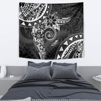Polynesian Pattern With Plumeria Flowers Tapestry Black LT05 - Polynesian Pride