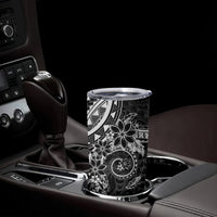 Black Polynesian Pattern With Plumeria Flowers Tumbler Cup LT05 - Polynesian Pride