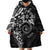 Polynesian Pattern With Plumeria Flowers Wearable Blanket Hoodie Black