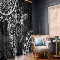 Polynesian Pattern With Plumeria Flowers Window Curtain Black LT05 - Polynesian Pride