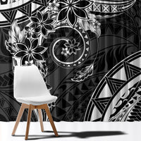 Polynesian Pattern With Plumeria Flowers Window Curtain Black LT05 - Polynesian Pride