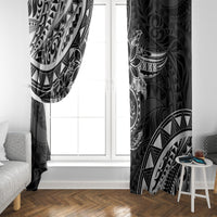 Polynesian Pattern With Plumeria Flowers Window Curtain Black LT05 - Polynesian Pride
