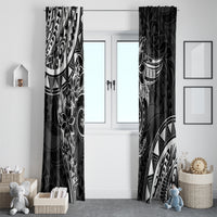 Polynesian Pattern With Plumeria Flowers Window Curtain Black LT05 - Polynesian Pride