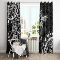 Polynesian Pattern With Plumeria Flowers Window Curtain Black LT05 - Polynesian Pride