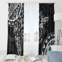Polynesian Pattern With Plumeria Flowers Window Curtain Black LT05 - Polynesian Pride