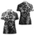 Polynesian Pattern With Plumeria Flowers Women Polo Shirt Black