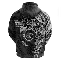 Polynesian Pattern With Plumeria Flowers Zip Hoodie Black LT05 - Polynesian Pride