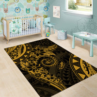 Polynesian Sunset Plumeria Area Rug Gold Polynesian Tattoo LT05 - Polynesian Pride
