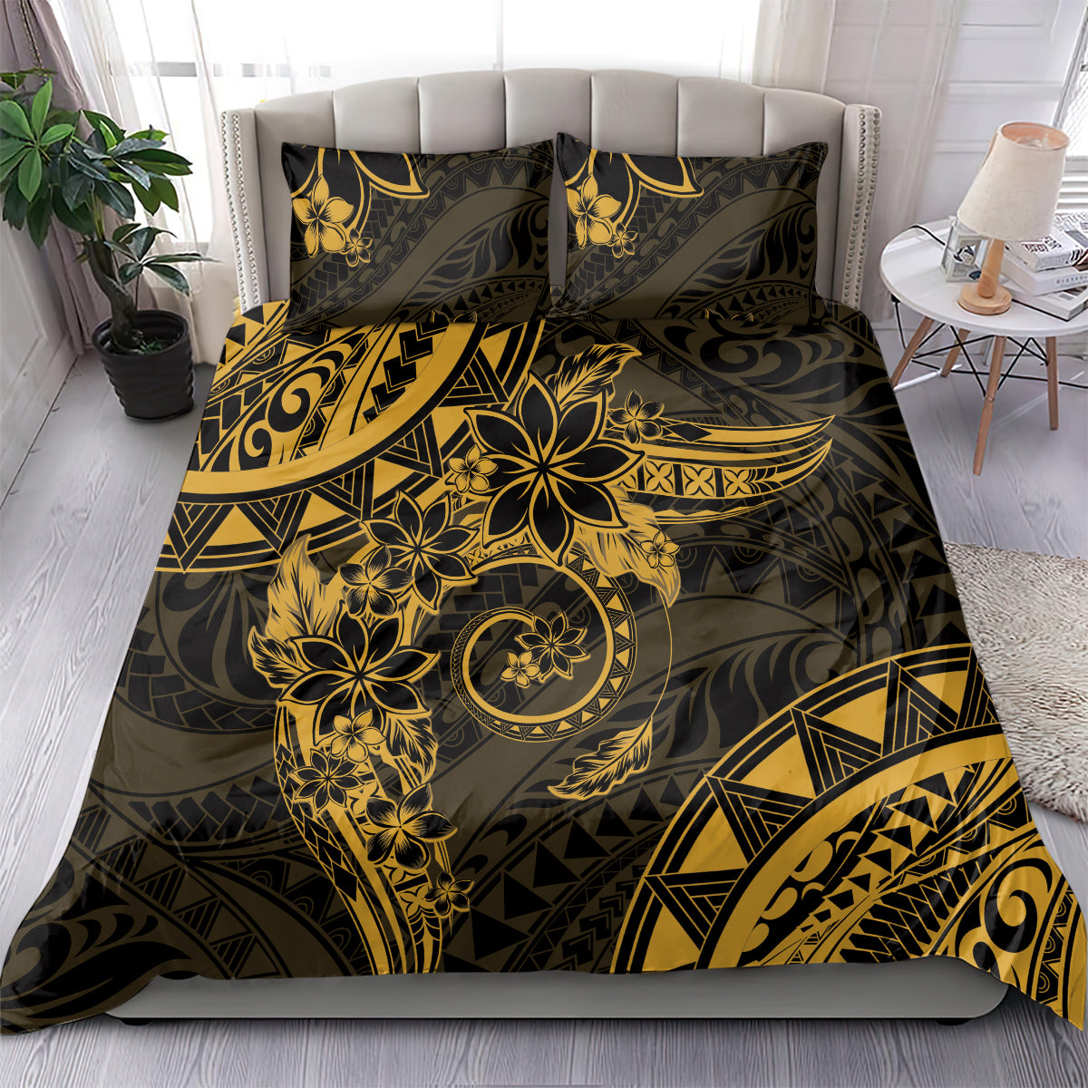 Polynesian Sunset Plumeria Bedding Set Gold Polynesian Tattoo LT05 - Polynesian Pride