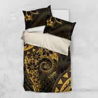 Polynesian Sunset Plumeria Bedding Set Gold Polynesian Tattoo LT05 US Twin 172cm x 218cm Gold - Polynesian Pride