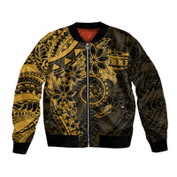 Polynesian Sunset Plumeria Bomber Jacket Gold Polynesian Tattoo LT05 Unisex Gold - Polynesian Pride