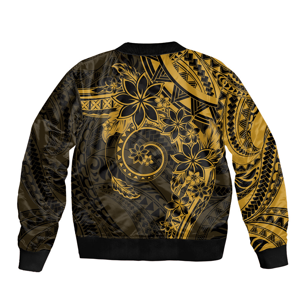 Polynesian Sunset Plumeria Bomber Jacket Gold Polynesian Tattoo LT05 - Polynesian Pride