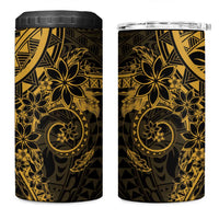 Gold Polynesian Pattern With Plumeria Flowers 4 in 1 Can Cooler Tumbler LT05 One Size: 16 oz Gold - Polynesian Pride