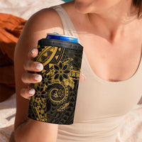 Gold Polynesian Pattern With Plumeria Flowers 4 in 1 Can Cooler Tumbler LT05 - Polynesian Pride