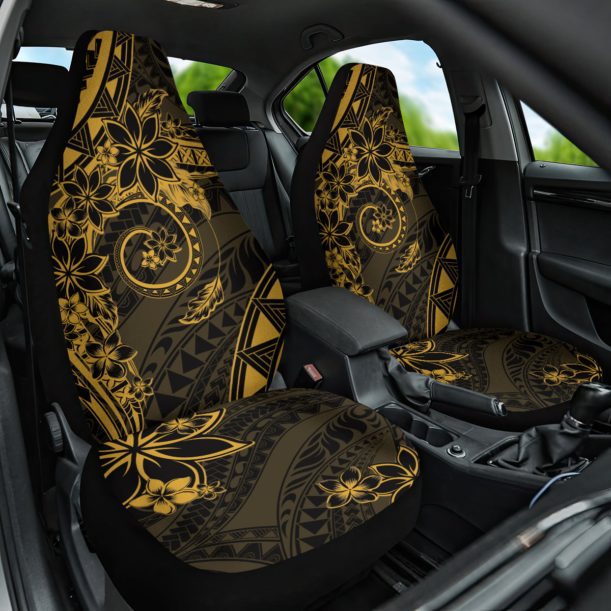 Polynesian Sunset Plumeria Car Seat Cover Gold Polynesian Tattoo LT05 One Size Gold - Polynesian Pride
