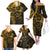 Polynesian Sunset Plumeria Family Matching Off The Shoulder Long Sleeve Dress and Hawaiian Shirt Gold Polynesian Tattoo