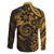 Polynesian Sunset Plumeria Family Matching Off The Shoulder Long Sleeve Dress and Hawaiian Shirt Gold Polynesian Tattoo