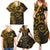 Polynesian Sunset Plumeria Family Matching Summer Maxi Dress and Hawaiian Shirt Gold Polynesian Tattoo