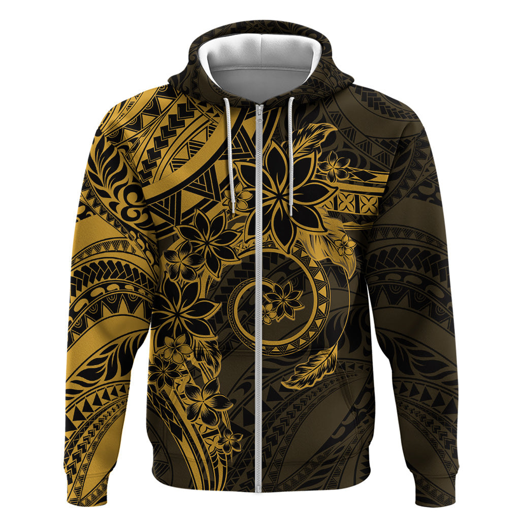 Polynesian Sunset Plumeria Hoodie Gold Polynesian Tattoo LT05 Zip Hoodie Gold - Polynesian Pride