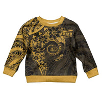 Polynesian Sunset Plumeria Kid Ugly Christmas Sweater Gold Polynesian Tattoo LT05 Kid Gold - Polynesian Pride